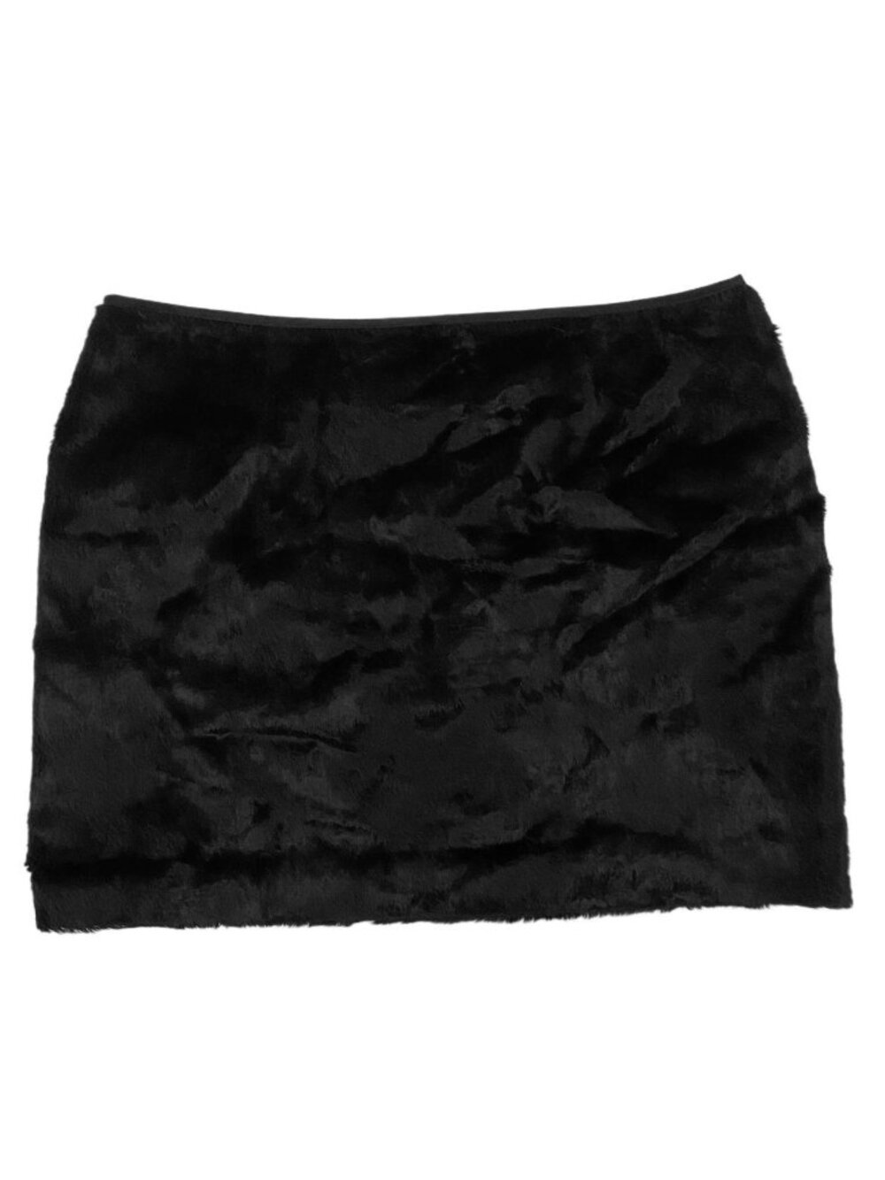 italian vintage black faux fur mini skirt